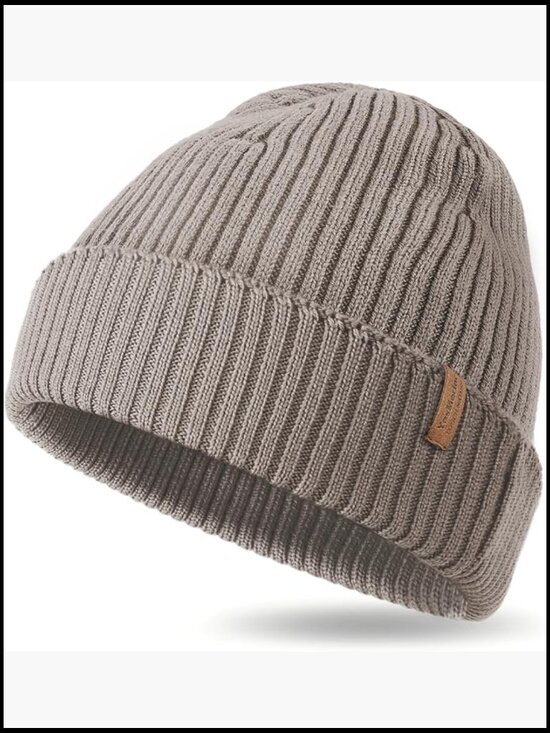 100% Merino Wool Rib Knit Beanie Cuffed Winter Hat Unisex main image 6
